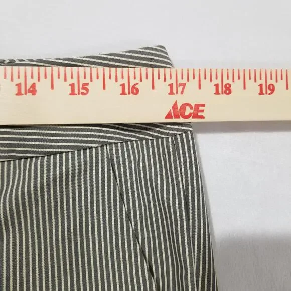 Norma Kamali Pants 8 Black Straw Stripe Crop Ankle Flat Front - Picture 11 of 12